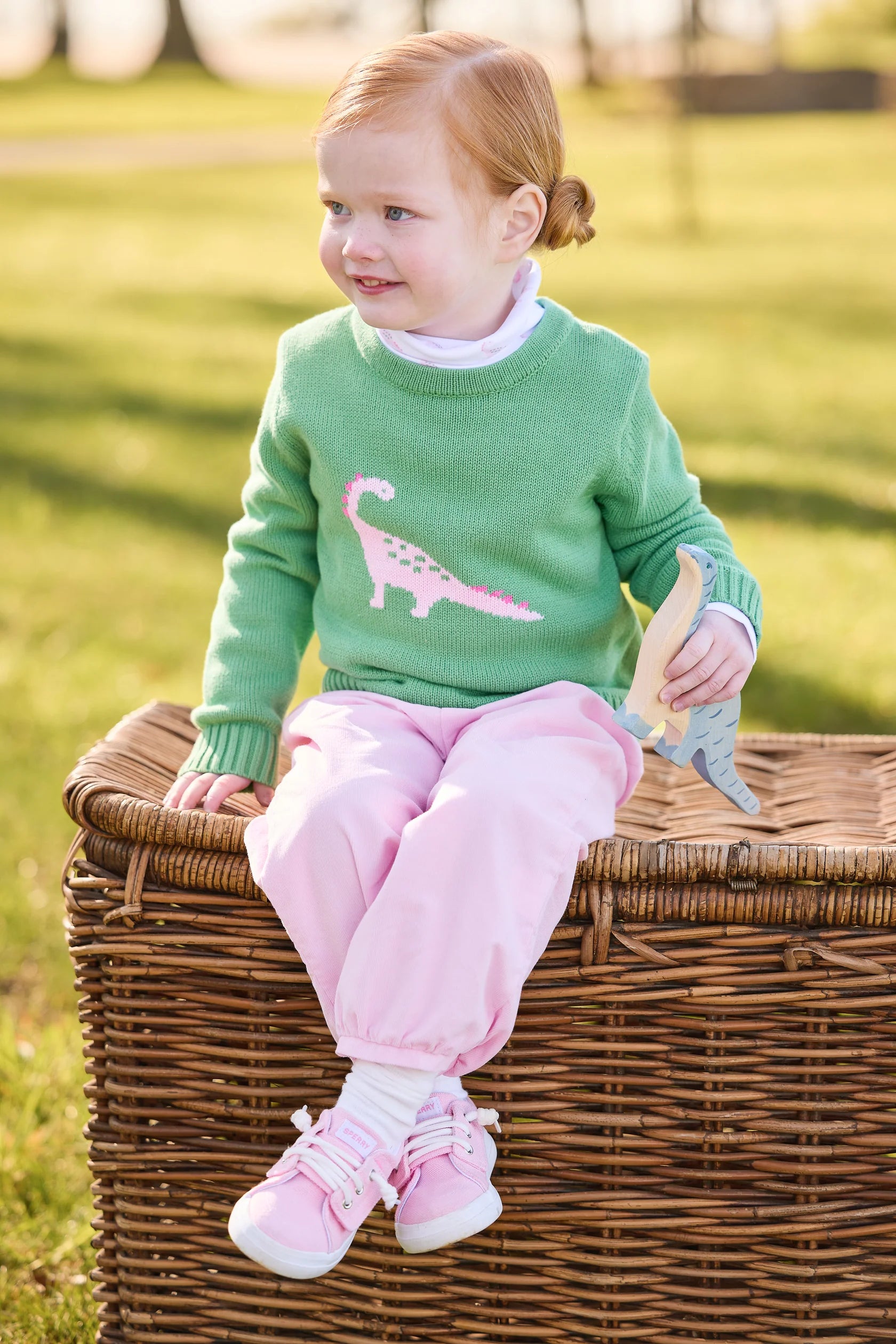 Green & Pink Dinosaur Sweater