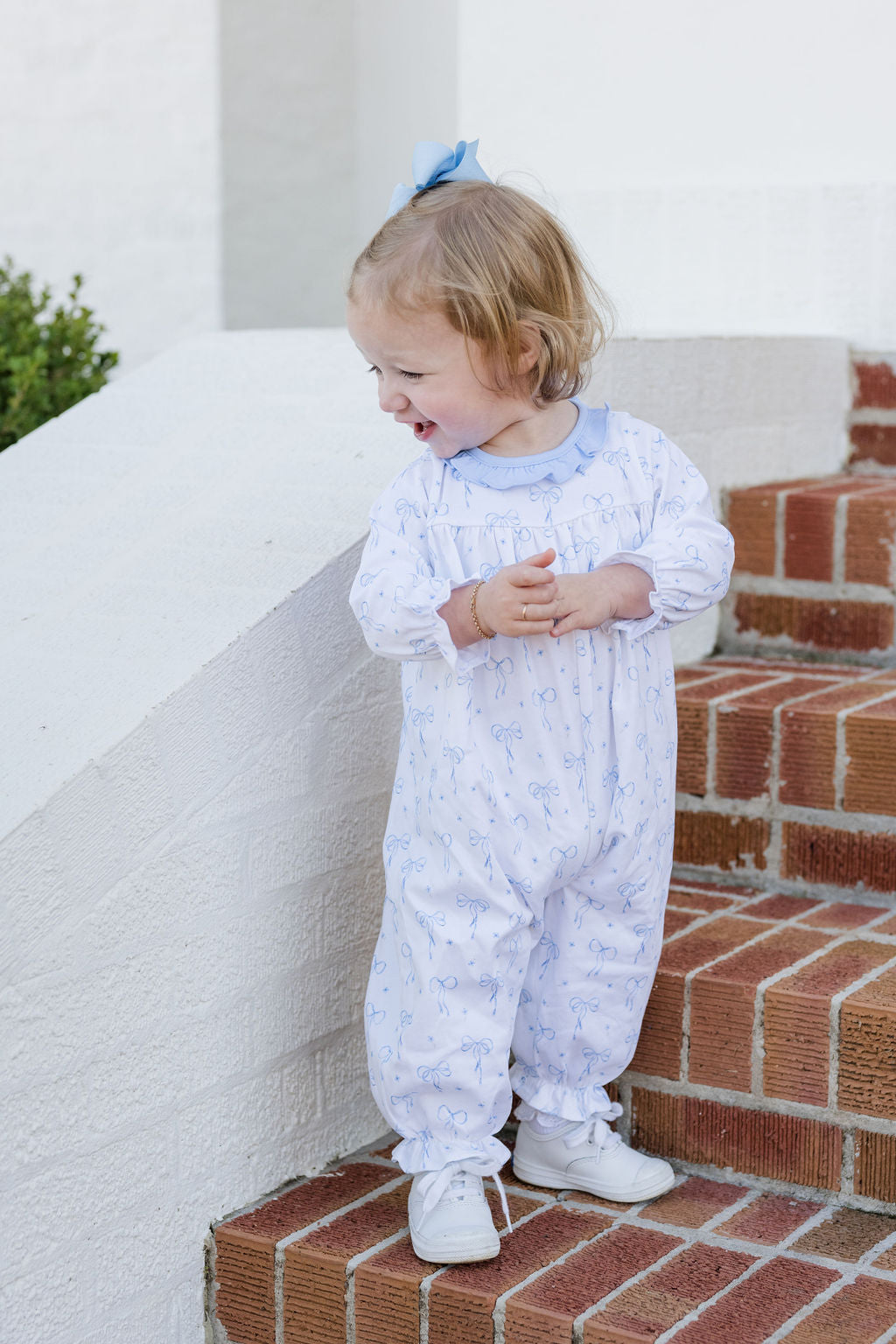 Blue Bows Lila Romper