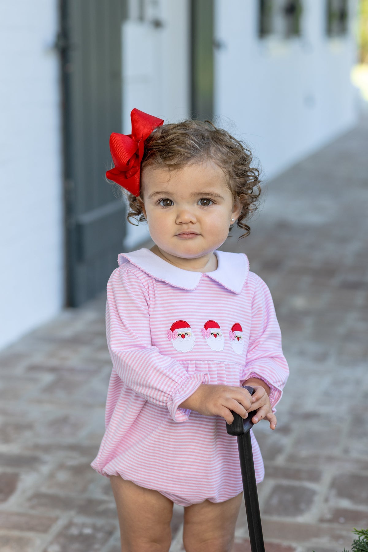 Pink Stripe Santa Trio Bubble