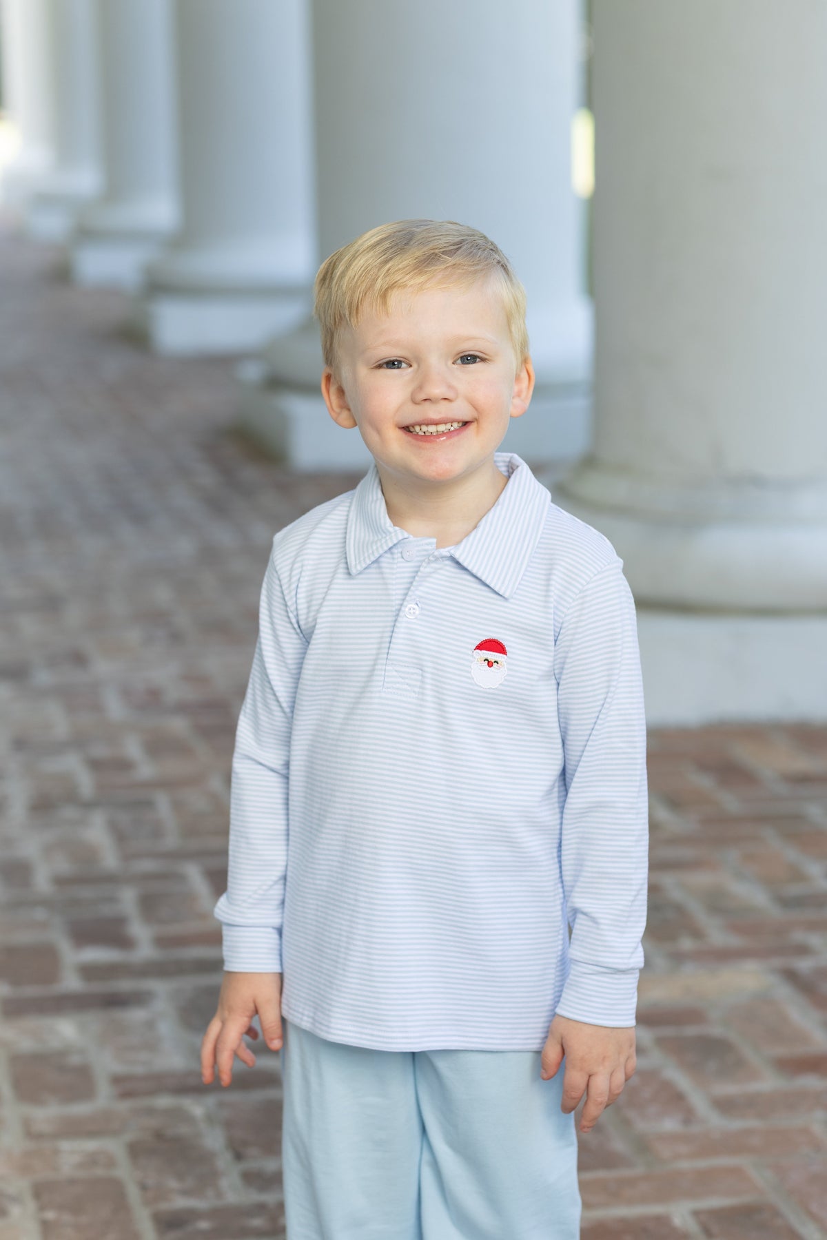 Blue Stripe Santa Emb. Polo