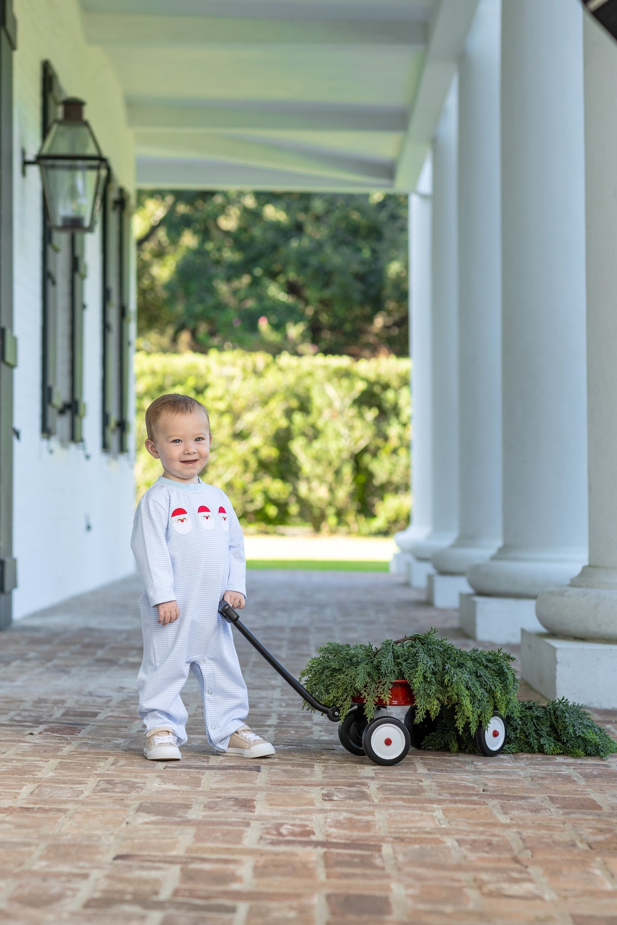 Blue Stripe Santa Trio Romper