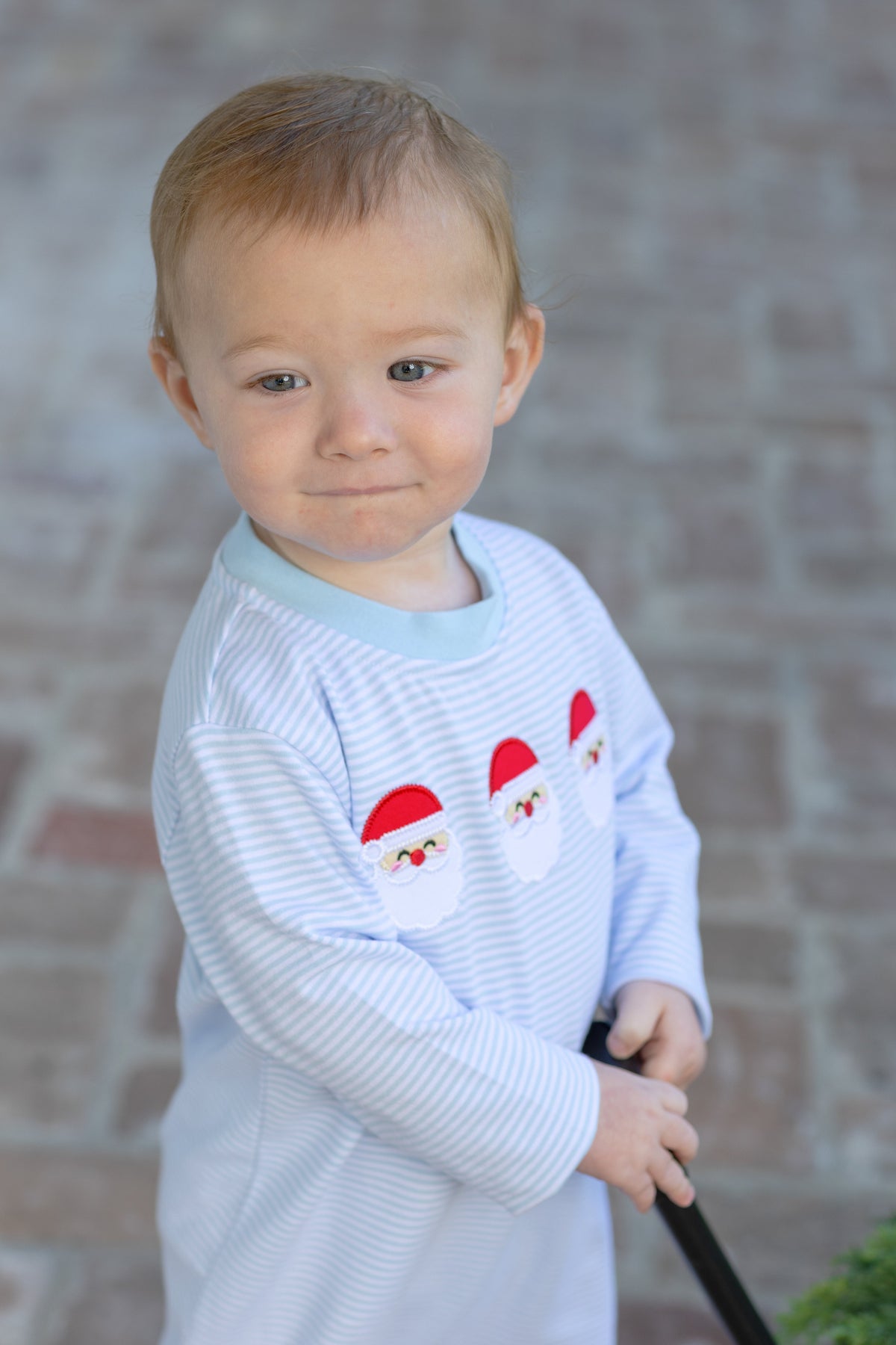Blue Stripe Santa Trio Romper