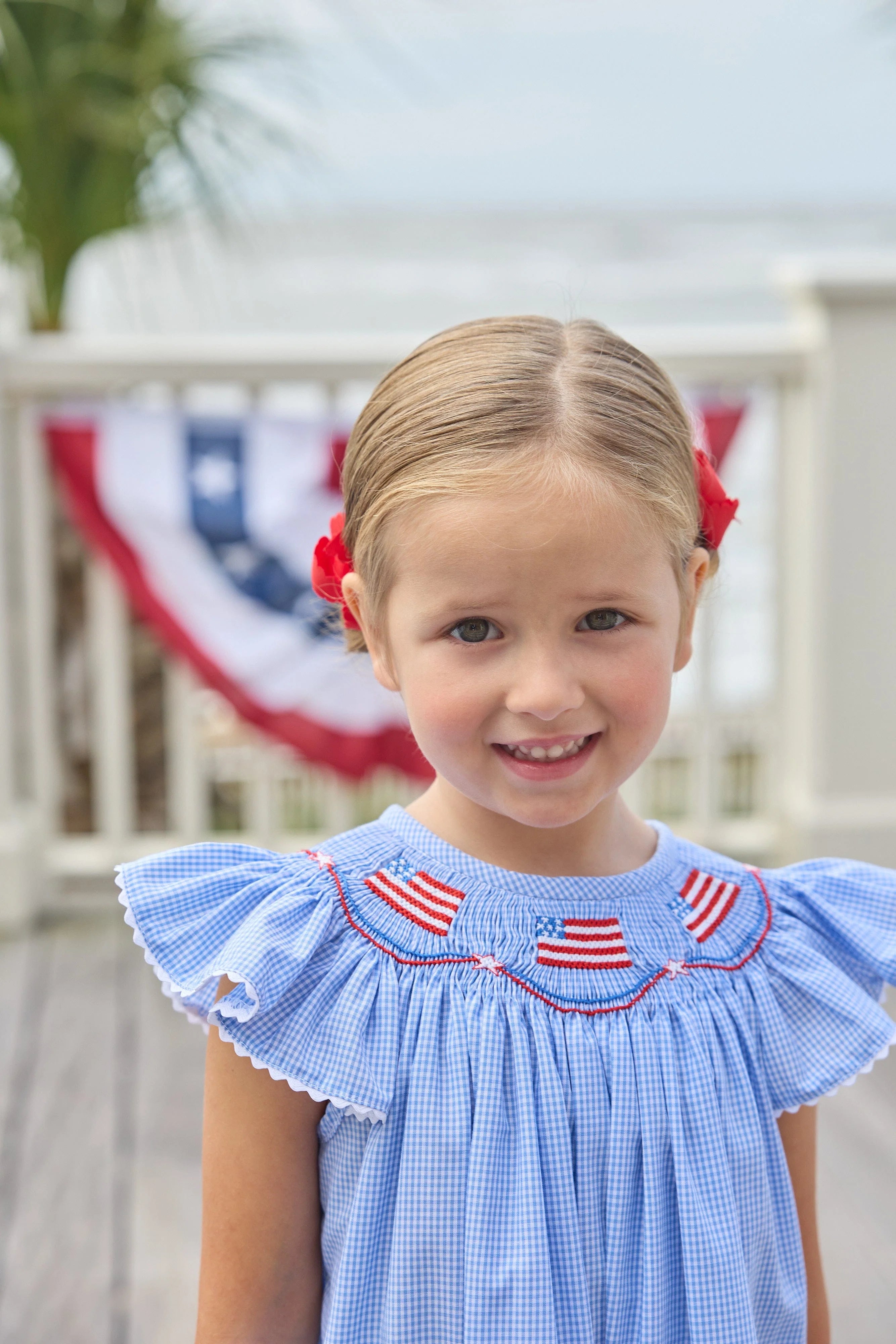 Flags Smocked Bishop Dress