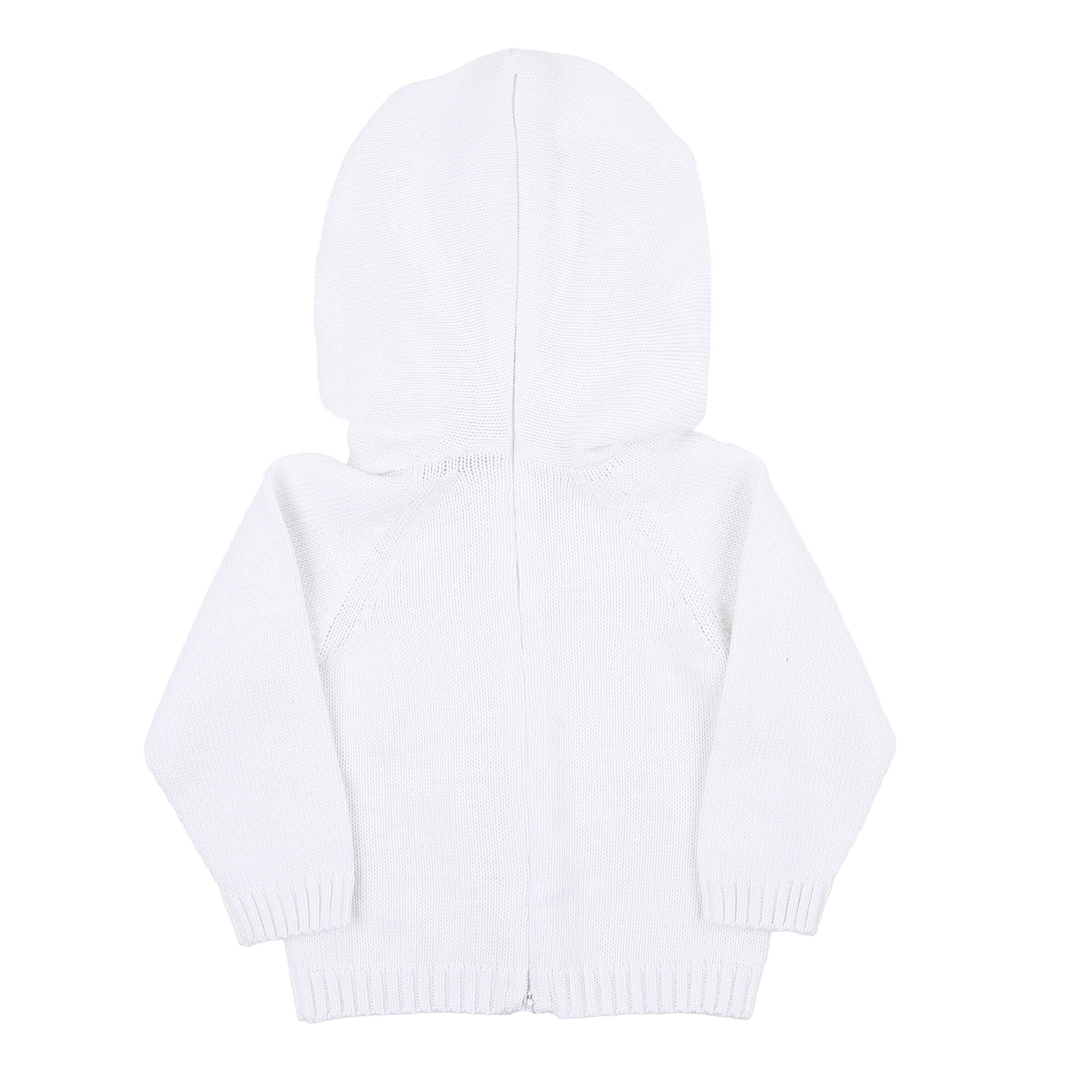 White Hooded Zip Pullover