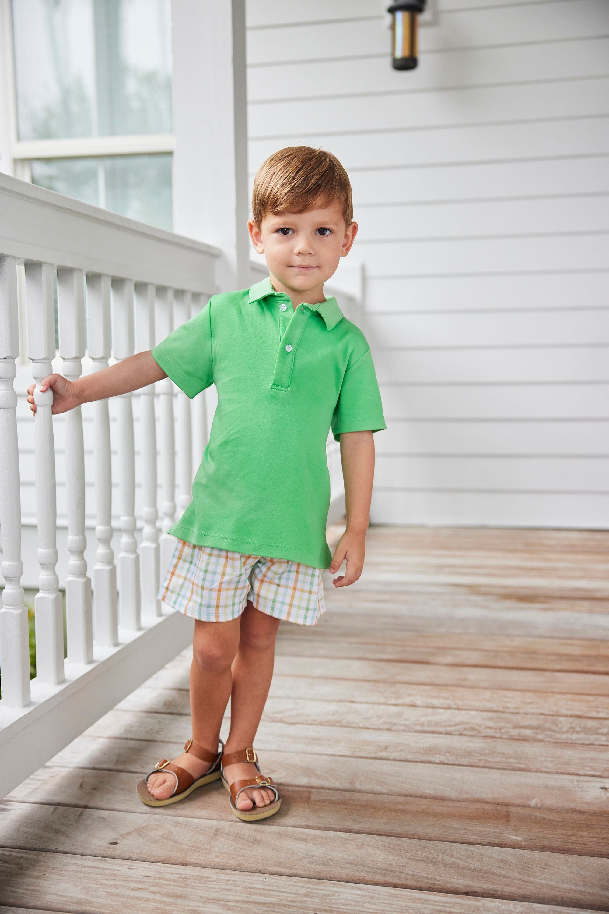 Short Sleeve Green Solid Polo