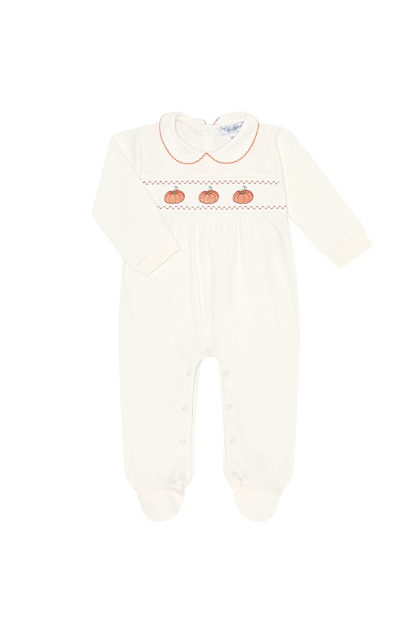 Pumpkin Embroidered Footie