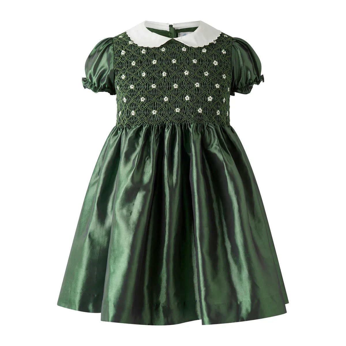 Green Taffeta Smocked Dress