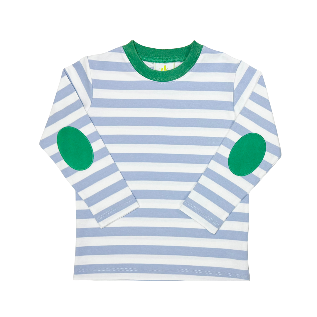 Blue Stripe Elbow Patch Tee