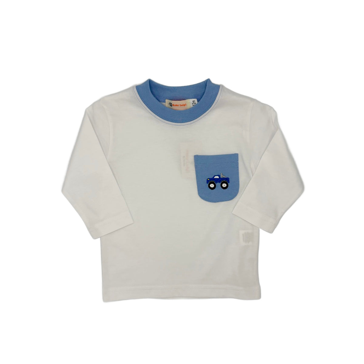 White Monster Truck Pocket Tee