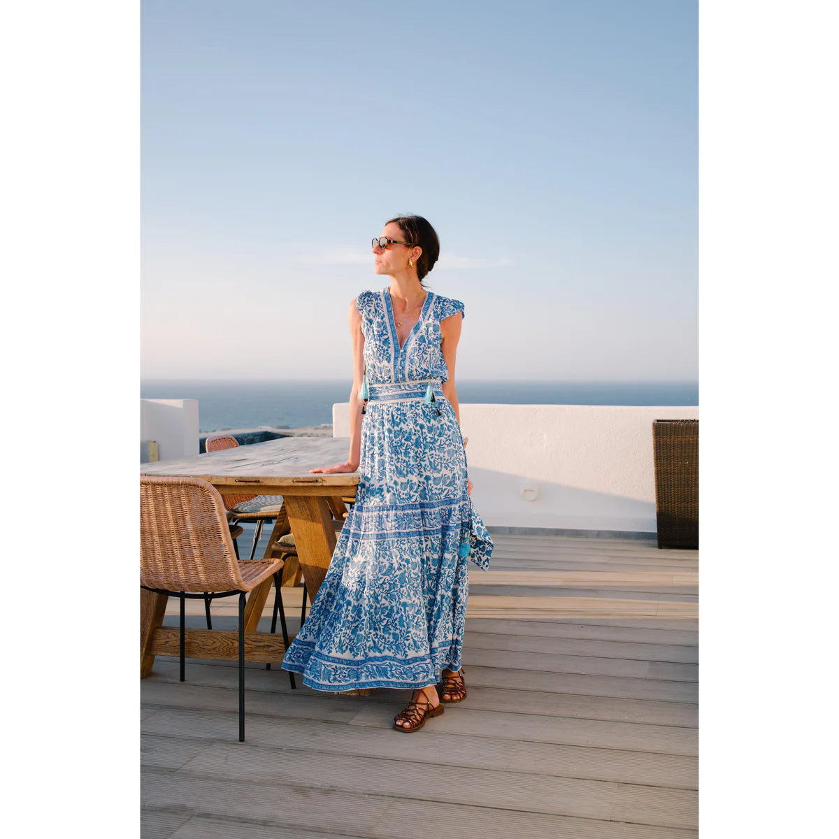 Blue/White Annabelle Maxi
