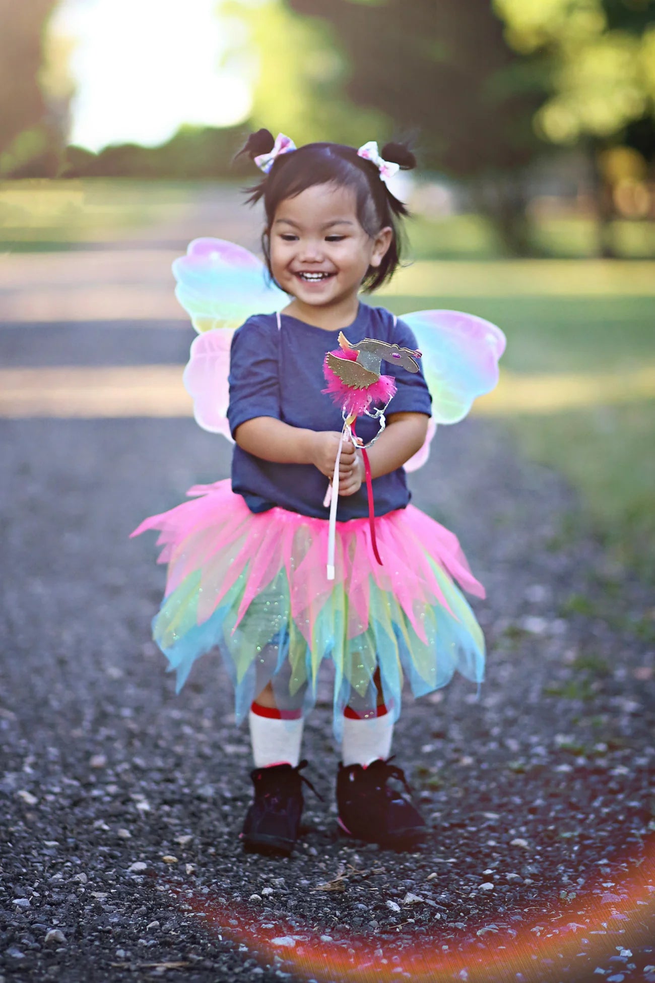 Neon Rainbow Tutu, Wings, & Wand