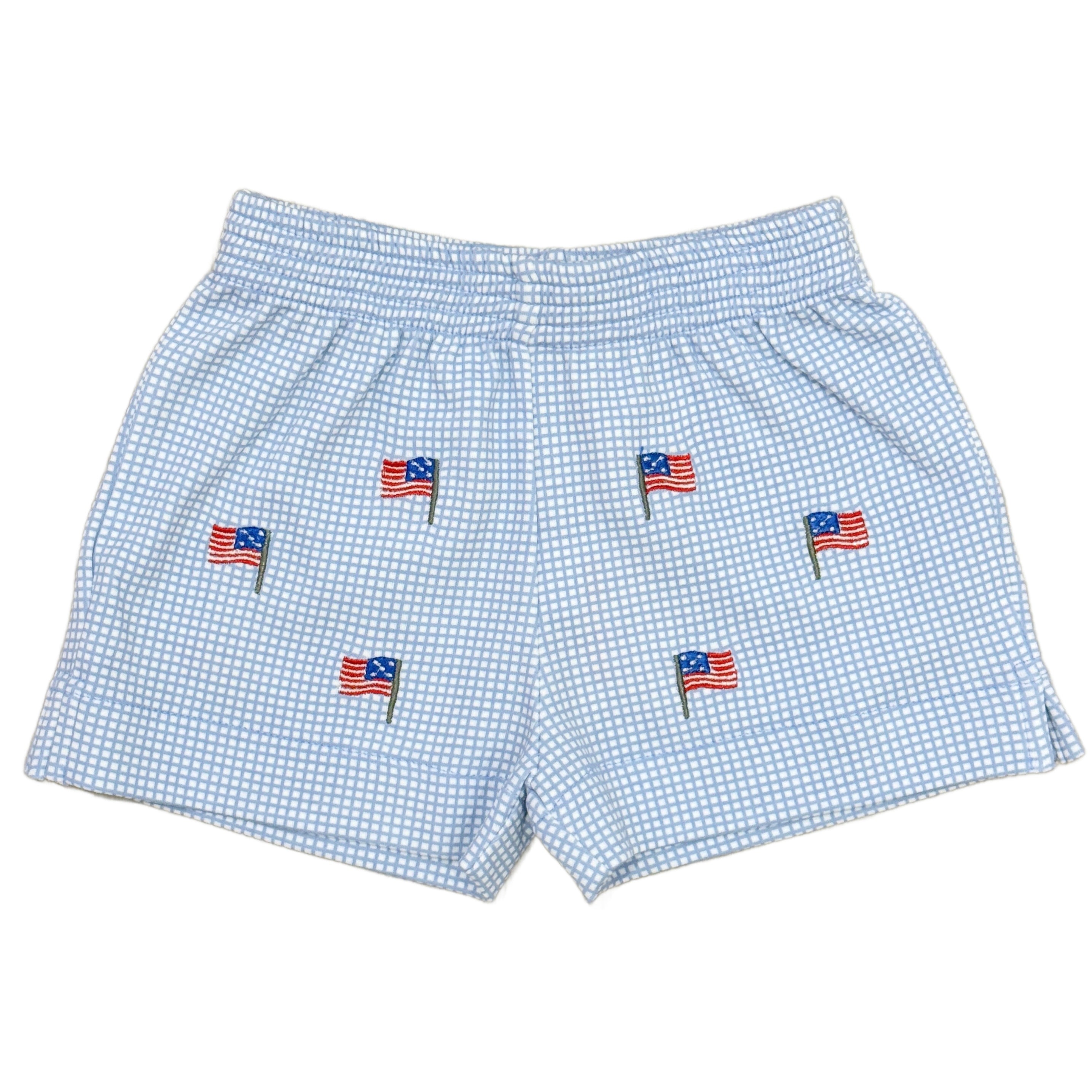 Blue Gingham Flag Shorts