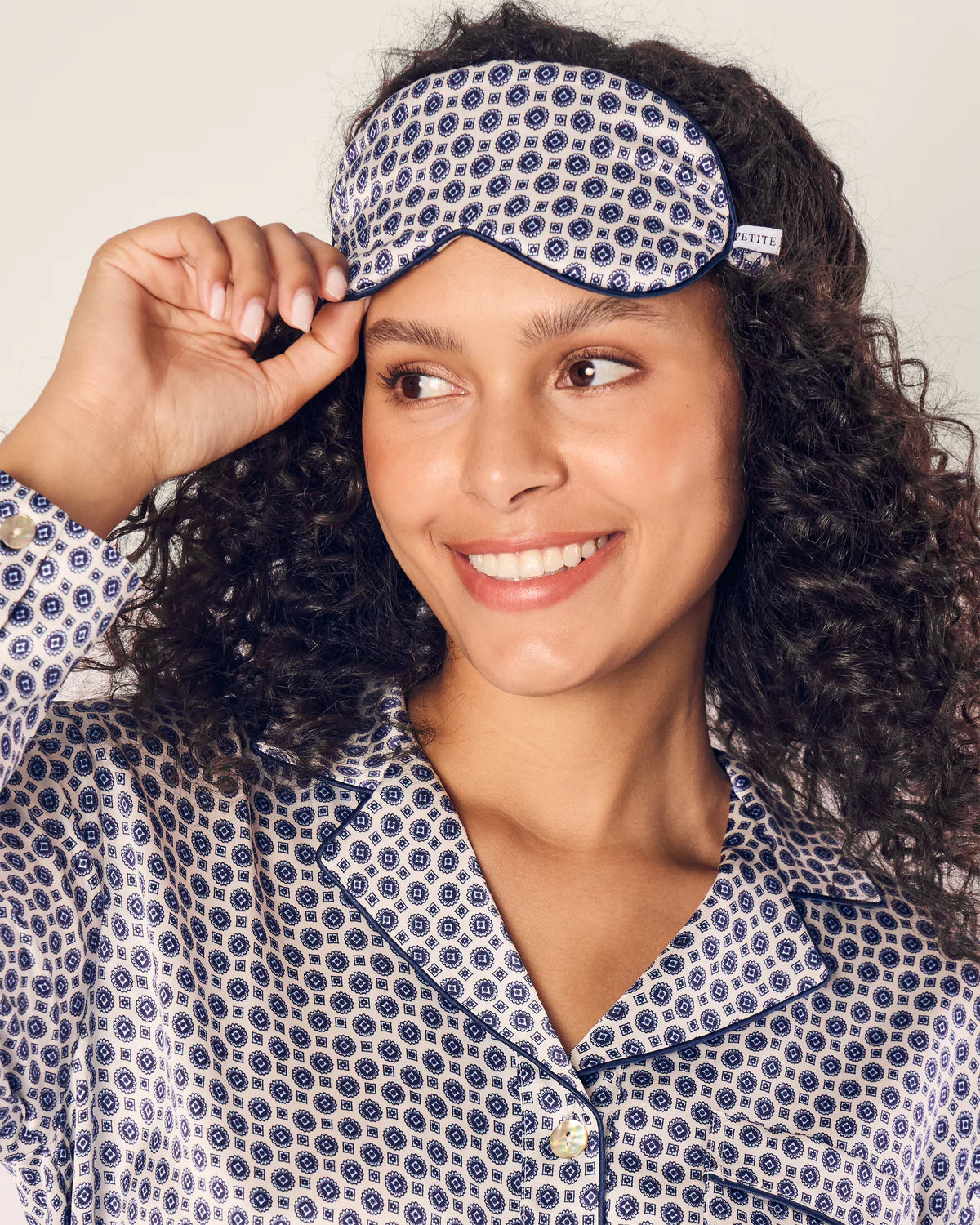 Navy Foulard Silk Adult Sleep Mask