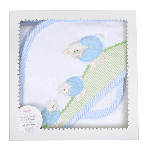 Hooded Towel Set - Blue Lamb