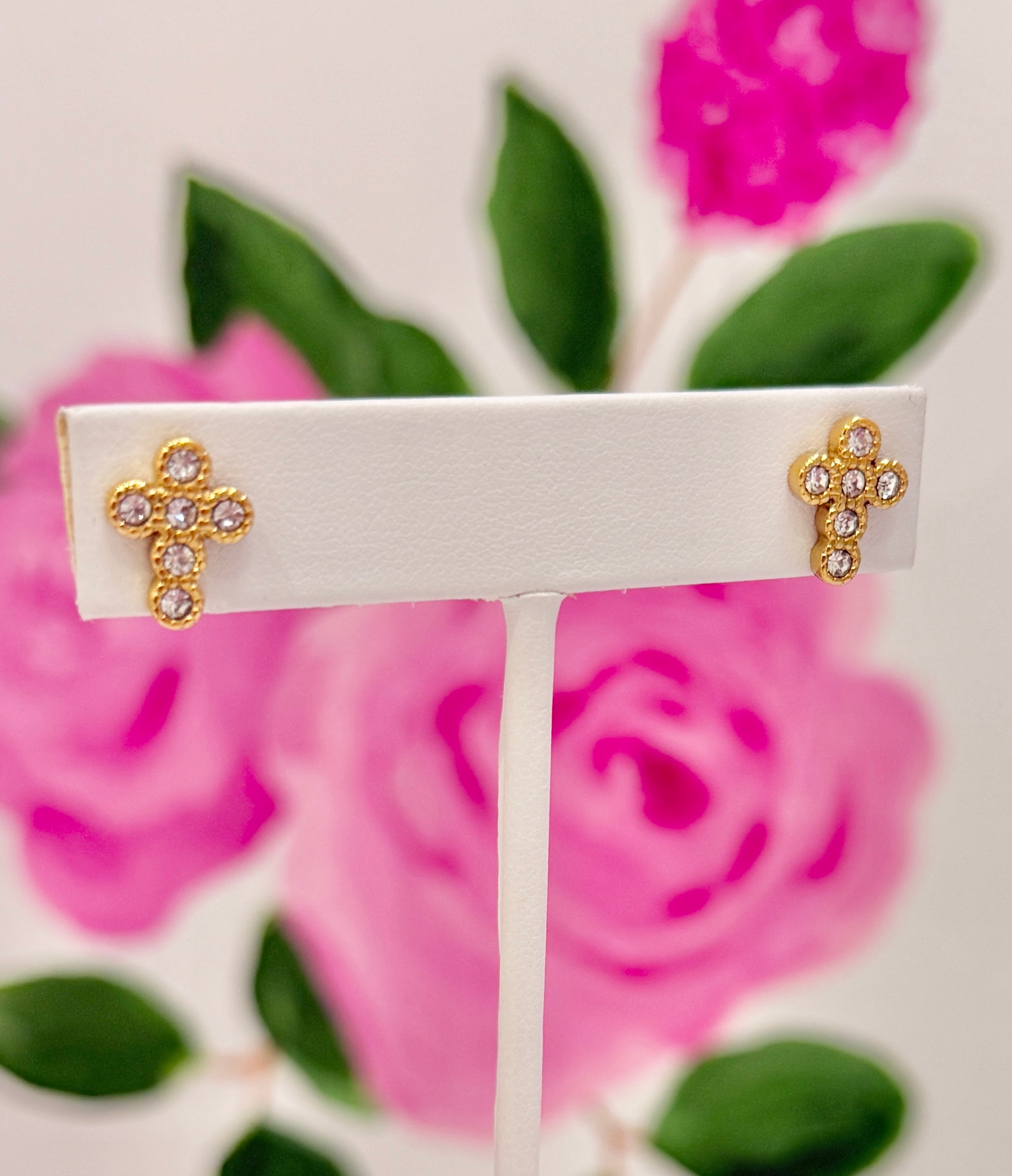 Pave Cross Earrings