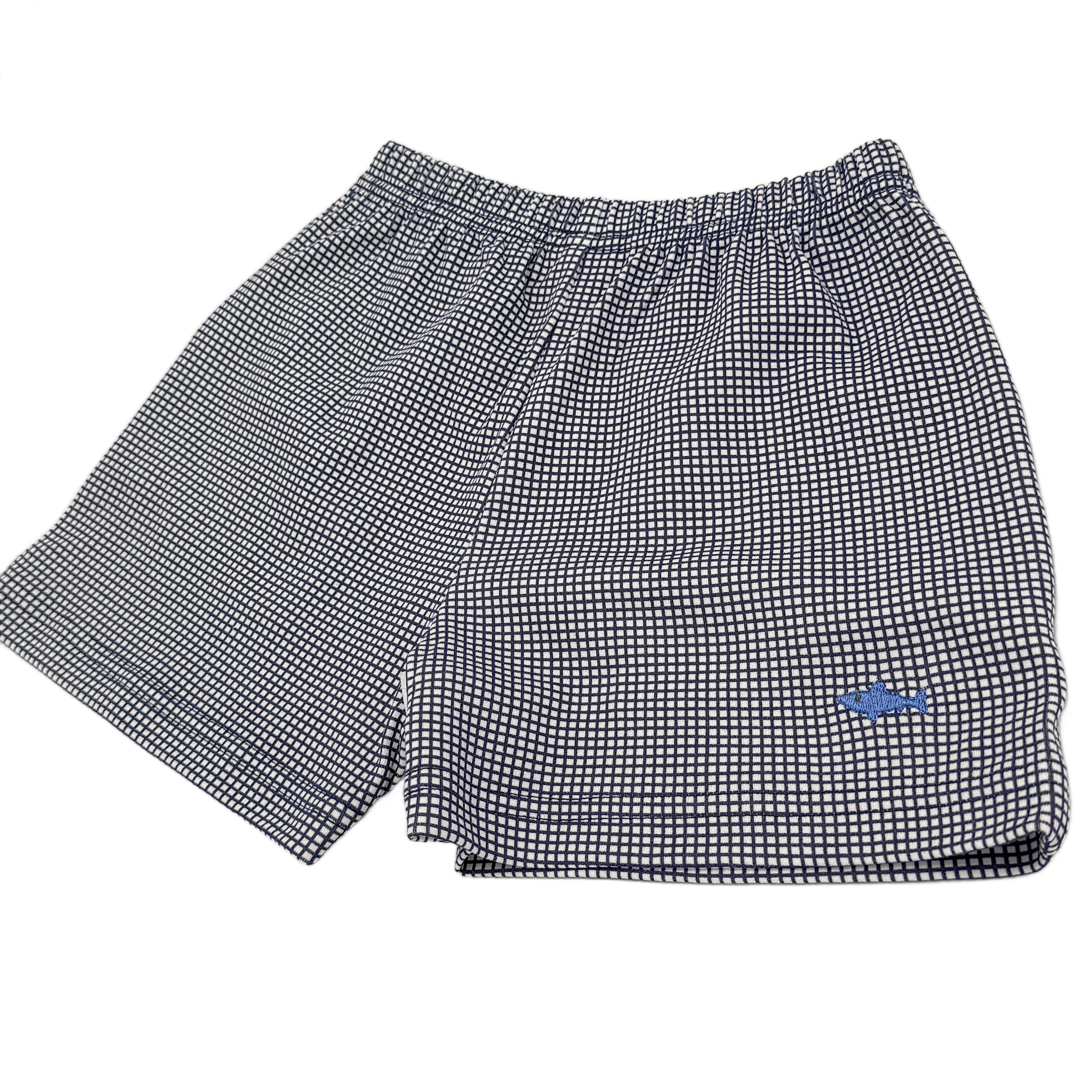 Navy Gingham Shark Shorts
