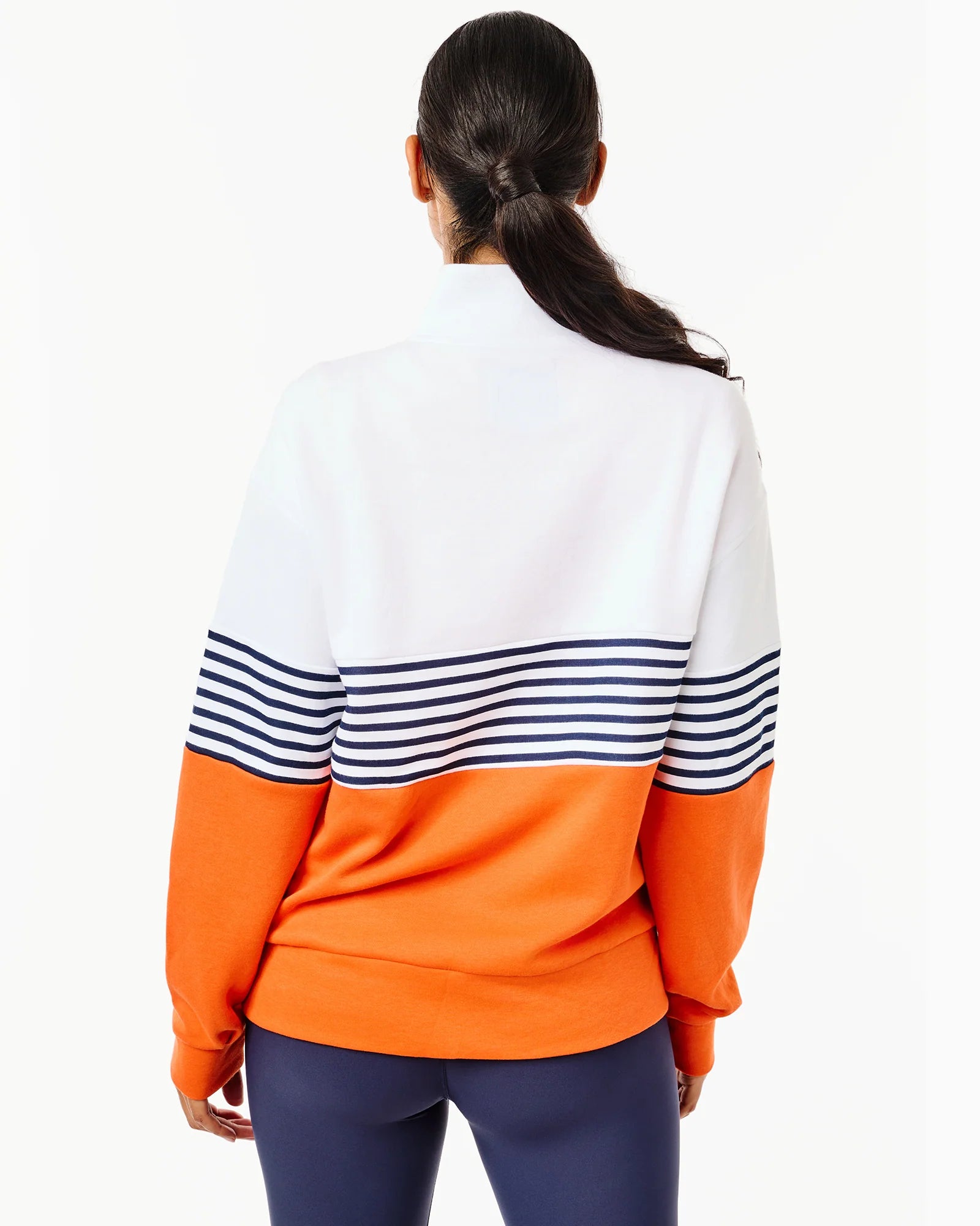 White & Papaya Quarter Zip